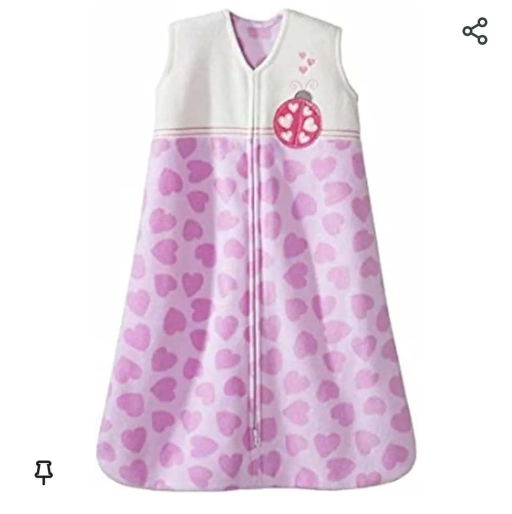 halo sleepsack micro fleece ladybug hearts size small 0-6 months baby girl